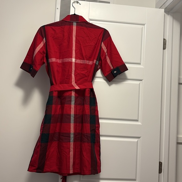 Burberry London England Red Checkered collar cotton dress - Picture 9 of 17